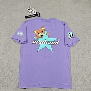 Civilized Shirt Mens Medium Purple Cartoon Bear Graphic Tee Streetwear New